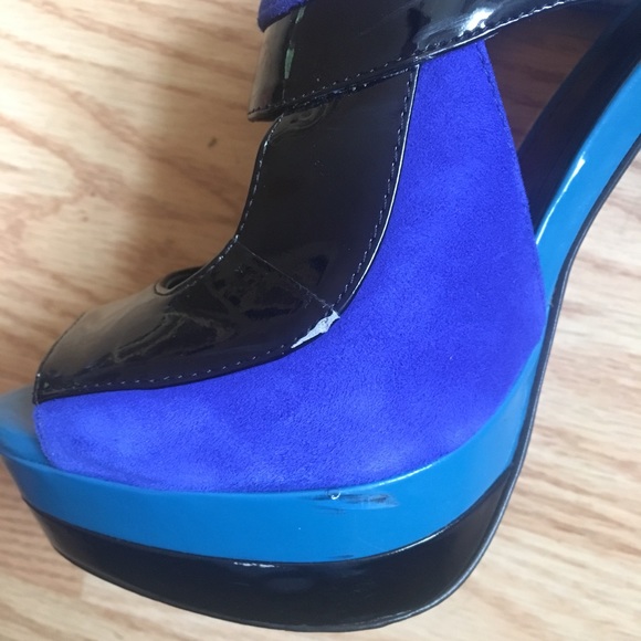 Jessica Simpson Blue Suede Platform Heels - 7.5 - Picture 6 of 7